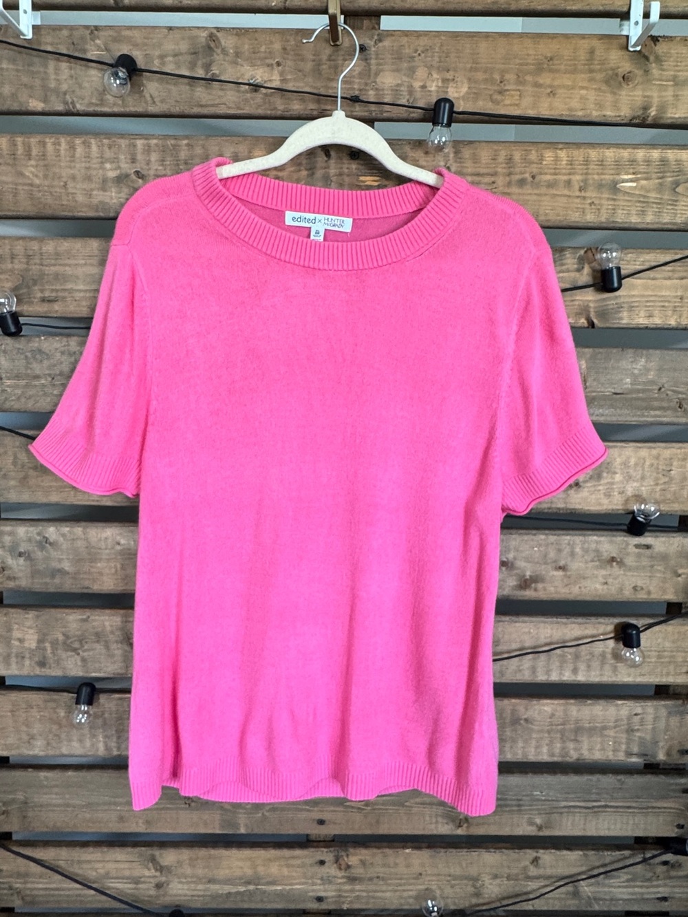 Edited x Hunter McGrady Pink Knit Sweater Short Sleeve XL